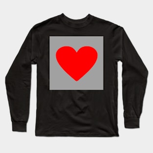 Corazón rojo sobre gris Long Sleeve T-Shirt